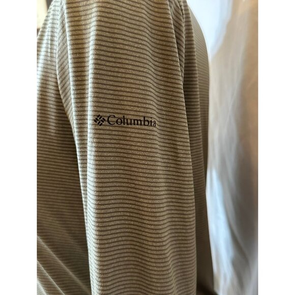 Cozy Columbia Olive Stripe Long Sleeve Top M • Outdoorsy Layering Must-Have - Picture 5 of 7